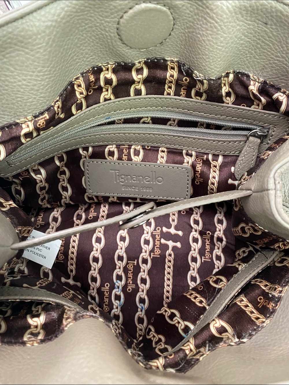 Taupe Pebbled Leather Purse Bag w/Silver Buckle Accents.Very Gently Used & Loved - Picture 4 of 12